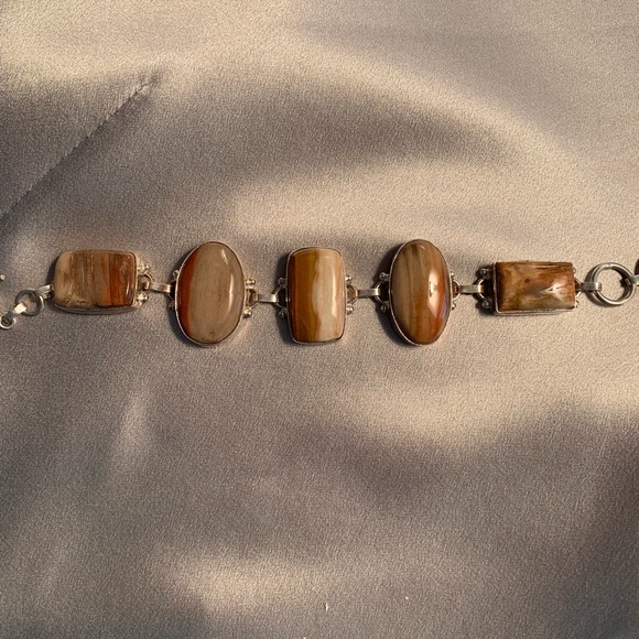 Bracelet, sterling silver and agate gemstones - Picture 2 of 3
